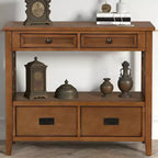 JVNOXK 36'' Farmhouse Pine Wood Console Table Entry Sofa Table with 4 Drawers & 1 Storage Shelf for Entryway Living Room Bedroom Hallway,Brown
