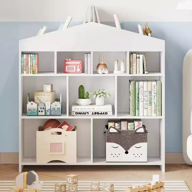 Étagère à livres et de rangement pour jouets de 103,4 cm, organisateur de jouets avec 9 compartiments de rangement pour salle de jeux, jardins d'enfants, salles de classe