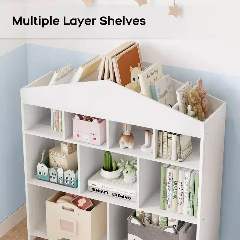 Étagère à livres et de rangement pour jouets de 103,4 cm, organisateur de jouets avec 9 compartiments de rangement pour salle de jeux, jardins d'enfants, salles de classe