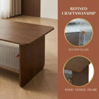 Table basse rectangulaire moderne et minimaliste JVNOXK de 47 pouces avec meuble de rangement à portes coulissantes en verre pour salons, chambres, marron