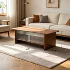 Table basse rectangulaire moderne et minimaliste JVNOXK de 47 pouces avec meuble de rangement à portes coulissantes en verre pour salons, chambres, marron