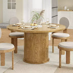 JVNOXK Table à manger ronde de 43 pouces pour quatre, design circulaire contemporain avec plateau en bois et base métallique robuste, pour salles à manger