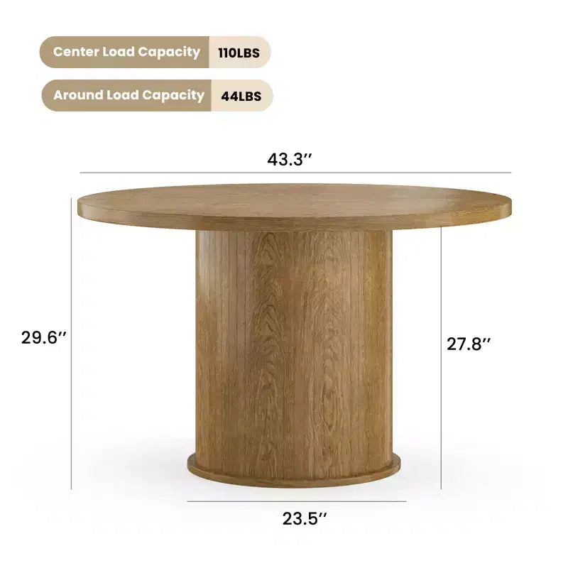 JVNOXK Table à manger ronde de 43 pouces pour quatre, design circulaire contemporain avec plateau en bois et base métallique robuste, pour salles à manger