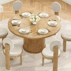 JVNOXK Table à manger ronde de 43 pouces pour quatre, design circulaire contemporain avec plateau en bois et base métallique robuste, pour salles à manger