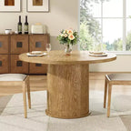 JVNOXK Table à manger ronde de 43 pouces pour quatre, design circulaire contemporain avec plateau en bois et base métallique robuste, pour salles à manger