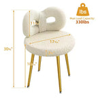 Chaise de vanité avec dossier, Chaise de maquillage pivotante, Chaise de bureau rembourrée pour filles
