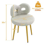 Chaise de vanité avec dossier, Chaise de maquillage pivotante, Chaise de bureau rembourrée pour filles