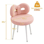 Chaise de vanité avec dossier, Chaise de maquillage pivotante, Chaise de bureau rembourrée pour filles