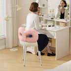 Chaise de vanité avec dossier, Chaise de maquillage pivotante, Chaise de bureau rembourrée pour filles