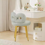 Chaise de vanité avec dossier, Chaise de maquillage pivotante, Chaise de bureau rembourrée pour filles
