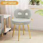 Chaise de vanité avec dossier, Chaise de maquillage pivotante, Chaise de bureau rembourrée pour filles
