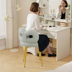 Chaise de vanité avec dossier, Chaise de maquillage pivotante, Chaise de bureau rembourrée pour filles