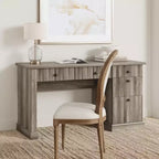 Bureau de télétravail cannelé de 137 cm avec tiroirs et chargement USB intégré, bureau d'écriture moderne pour salle d'étude