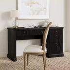 Bureau de télétravail cannelé de 137 cm avec tiroirs et chargement USB intégré, bureau d'écriture moderne pour salle d'étude