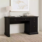 54'' Fluted Home Office Desk with Drawers and Built-In USB Charging, Modern Writing Desk for Study Room