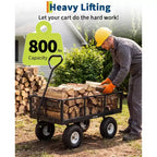 Chariot utilitaire d'extérieur robuste, capacité de 360 kg, pneus tout-terrain pneumatiques de 25 cm, chariot de jardin maniable avec panneaux en maille amovibles