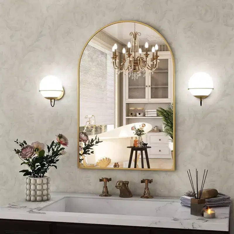 BEAUTYPEAK Miroir de salle de bain mural 16x24 avec arche, cadre noir