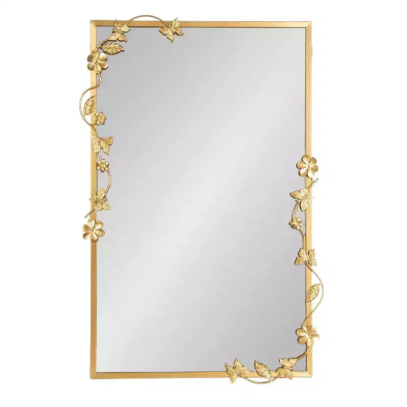 Miroir rectangulaire Kate and Laurel Rosella Floral en métal, or, 20x30