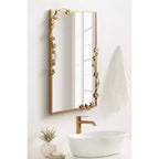 Miroir rectangulaire Kate and Laurel Rosella Floral en métal, or, 20x30