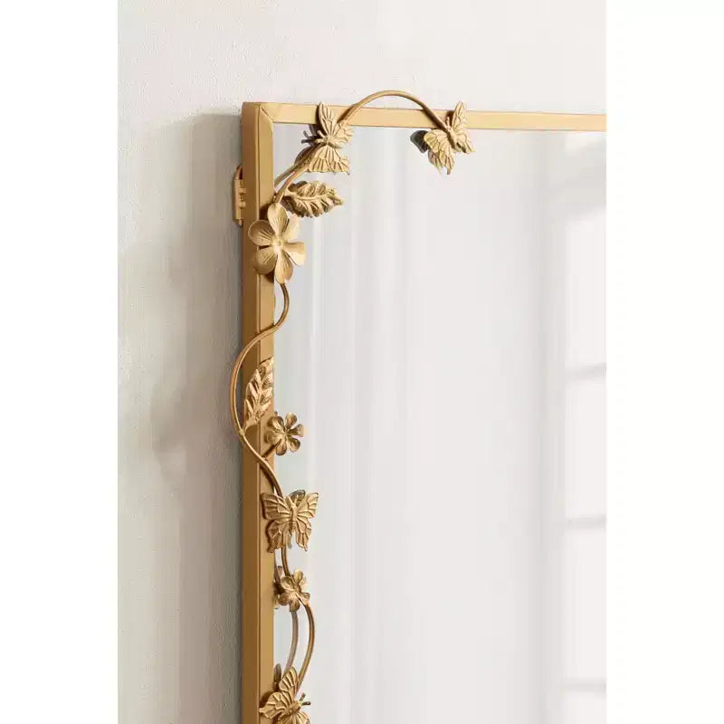 Miroir rectangulaire Kate and Laurel Rosella Floral en métal, or, 20x30