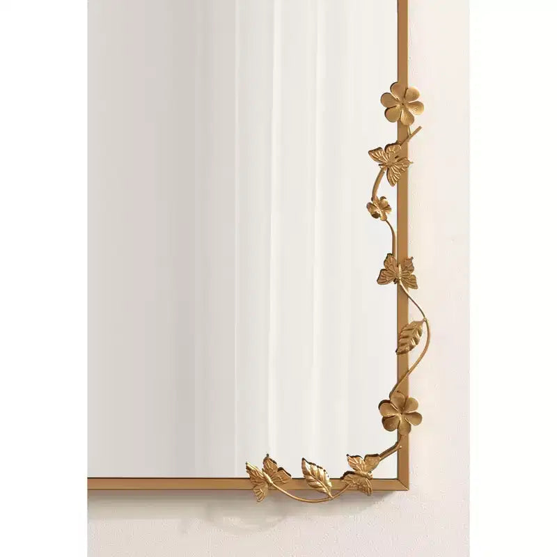 Miroir rectangulaire Kate and Laurel Rosella Floral en métal, or, 20x30