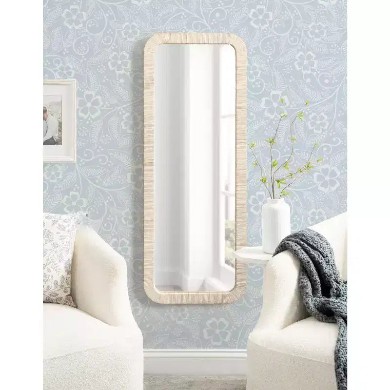 Miroir mural rectangulaire encadré Kate and Laurel Rahfy, blanc, 18x48
