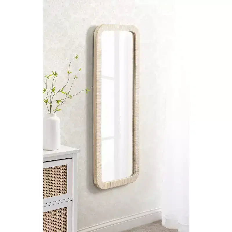 Miroir mural rectangulaire encadré Kate and Laurel Rahfy, blanc, 18x48