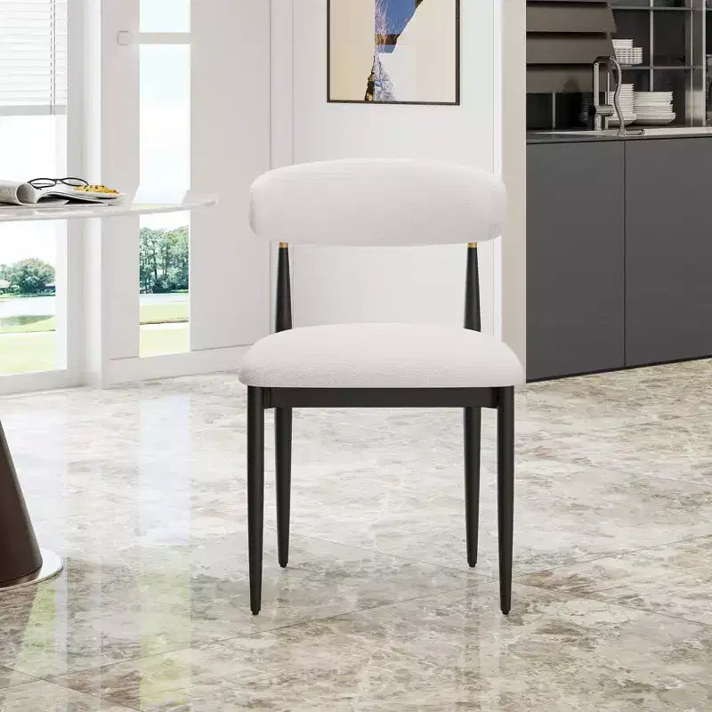 GDFStudio Oscar - Chaise de salle à manger moderne en chenille avec dossier incurvé (lot de 2)