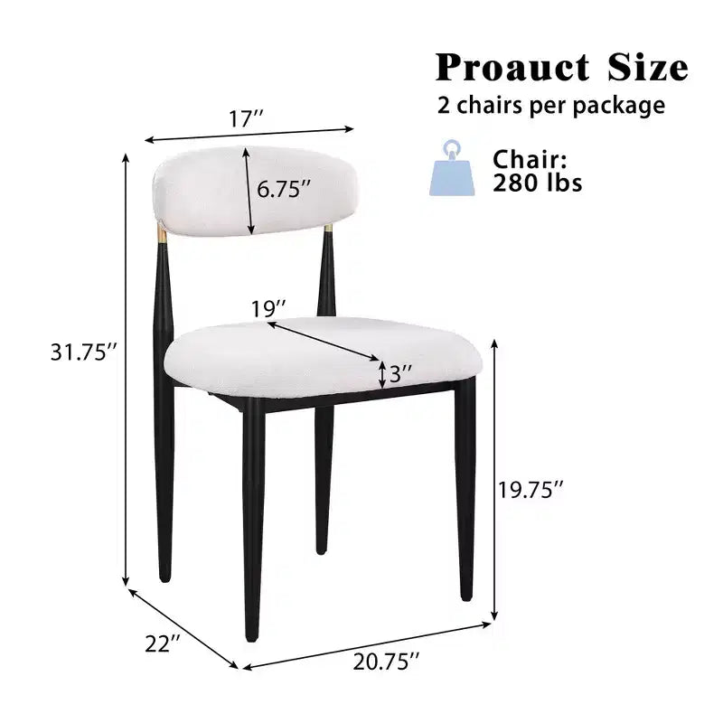 GDFStudio Oscar - Chaise de salle à manger moderne en chenille avec dossier incurvé (lot de 2)