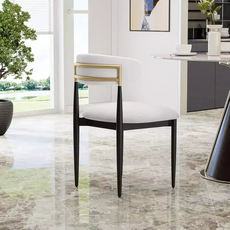 GDFStudio Oscar - Chaise de salle à manger moderne en chenille avec dossier incurvé (lot de 2)