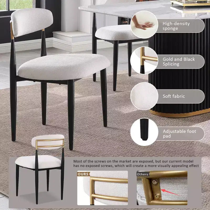 GDFStudio Oscar - Chaise de salle à manger moderne en chenille avec dossier incurvé (lot de 2)
