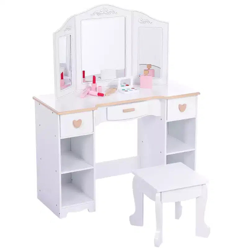 Makeup Table - Children's Makeup Table, Kids Cosmetic Table, Kids Makeup Vanity, Beauty Desk, and Makeup Desk, White
