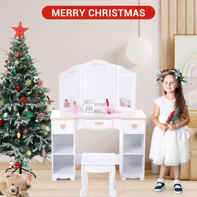 Table de maquillage - Table de maquillage pour enfants, Coiffeuse pour enfants, Bureau de beauté, et Coiffeuse, Blanc