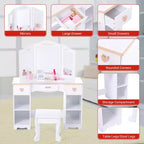 Table de maquillage - Table de maquillage pour enfants, Coiffeuse pour enfants, Bureau de beauté, et Coiffeuse, Blanc