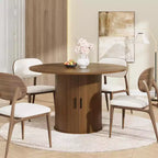 Table à manger ronde de 47" avec rangement caché, table de cuisine sur pied pour 4-6 personnes, table à manger compacte