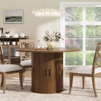 Table à manger ronde de 47" avec rangement caché, table de cuisine sur pied pour 4-6 personnes, table à manger compacte