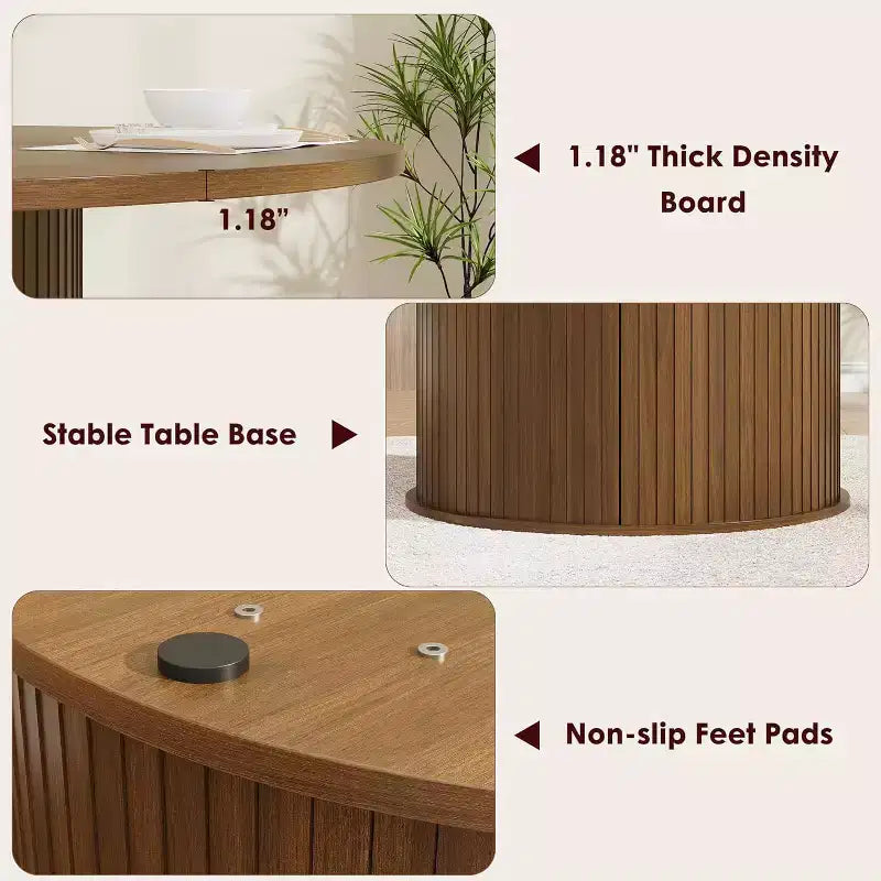 Table à manger ronde de 47" avec rangement caché, table de cuisine sur pied pour 4-6 personnes, table à manger compacte