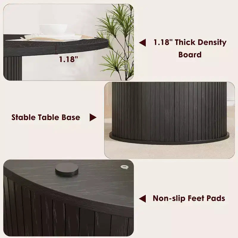 Table à manger ronde de 47" avec rangement caché, table de cuisine sur pied pour 4-6 personnes, table à manger compacte