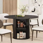 Table à manger ronde de 47" avec rangement caché, table de cuisine sur pied pour 4-6 personnes, table à manger compacte