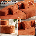 FurnitureR Canapé modulaire en velours côtelé 108,6, Canapé moderne courbé et rembourré avec assise profonde, Canapé lounge confortable à profil bas pour salon et appartement
