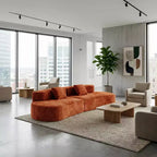FurnitureR Canapé modulaire en velours côtelé 108,6, Canapé moderne courbé et rembourré avec assise profonde, Canapé lounge confortable à profil bas pour salon et appartement