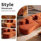 FurnitureR Canapé modulaire en velours côtelé 108,6, Canapé moderne courbé et rembourré avec assise profonde, Canapé lounge confortable à profil bas pour salon et appartement