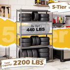 Gymax Lot de 3 étagères de garage à 5 niveaux, capacité de charge de 1000 kg, en métal robuste