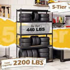 Gymax Lot de 3 étagères de garage à 5 niveaux, capacité de charge de 1000 kg, en métal robuste