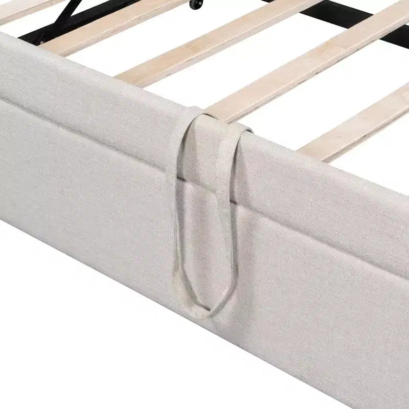 Canapé-lit rembourré ModernLuxe convertible lit simple/king size avec lit gigogne escamotable et ports de chargement USB, tissu en lin, capacité de 180 kg