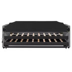 Canapé-lit rembourré ModernLuxe convertible lit simple/king size avec lit gigogne escamotable et ports de chargement USB, tissu en lin, capacité de 180 kg
