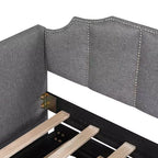 Canapé-lit rembourré ModernLuxe convertible lit simple/king size avec lit gigogne escamotable et ports de chargement USB, tissu en lin, capacité de 180 kg