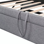 Canapé-lit rembourré ModernLuxe convertible lit simple/king size avec lit gigogne escamotable et ports de chargement USB, tissu en lin, capacité de 180 kg