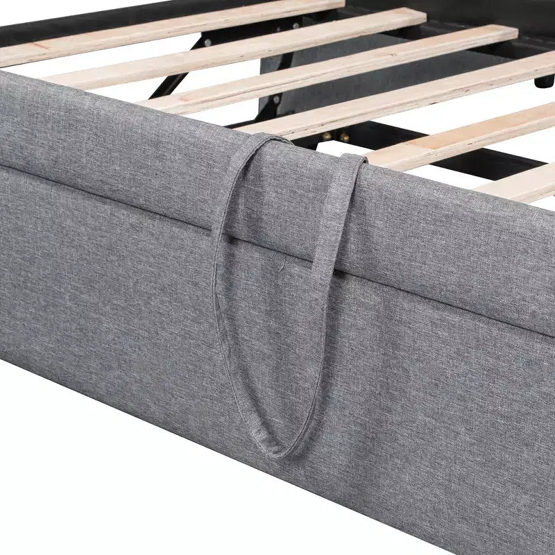Canapé-lit rembourré ModernLuxe convertible lit simple/king size avec lit gigogne escamotable et ports de chargement USB, tissu en lin, capacité de 180 kg