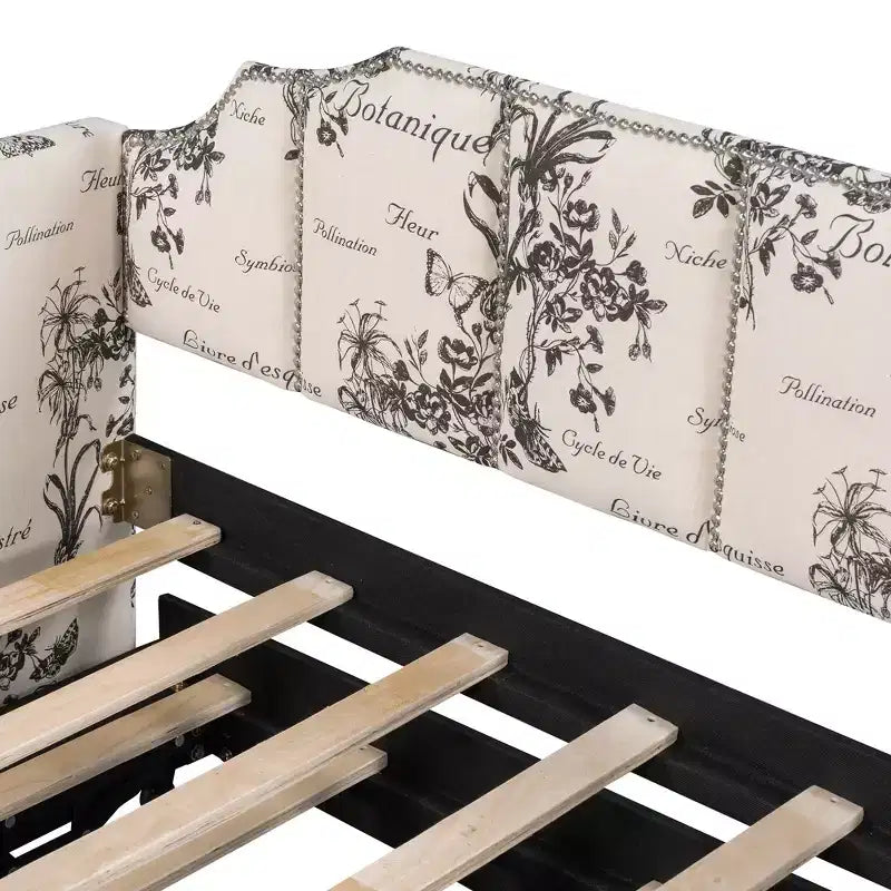 Canapé-lit rembourré ModernLuxe convertible lit simple/king size avec lit gigogne escamotable et ports de chargement USB, tissu en lin, capacité de 180 kg